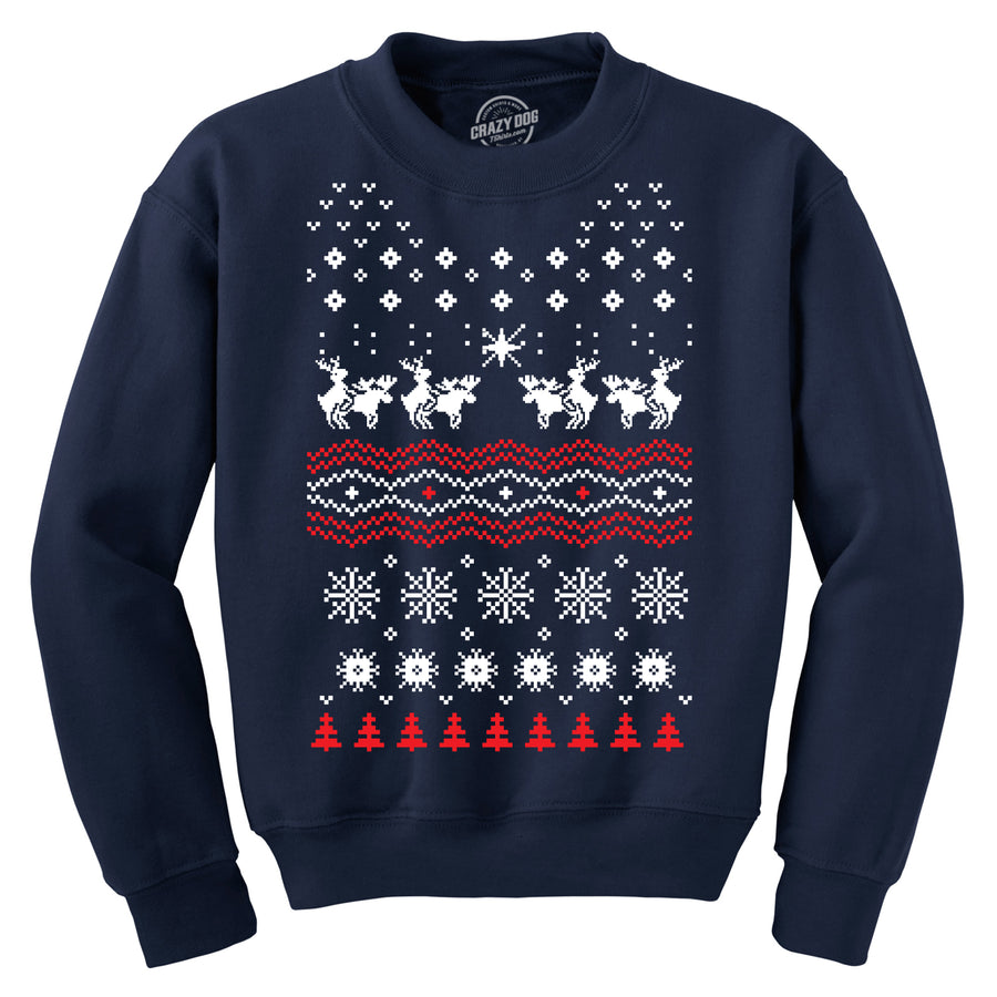 Funny Navy Humping Moose Funny Ugly Christmas Holiday Sweatshirt Nerdy Christmas Ugly Sweater Sex Tee