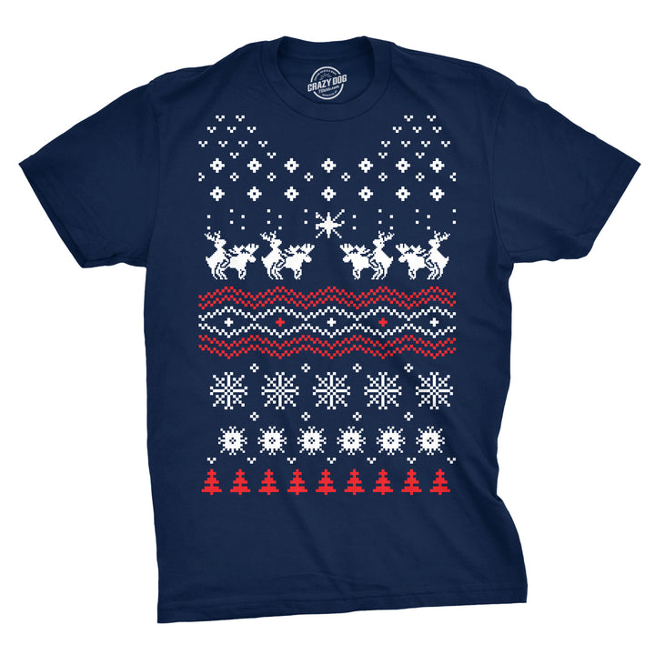 Funny Heather Navy Mens T Shirt Nerdy Christmas Animal Ugly Sweater Tee