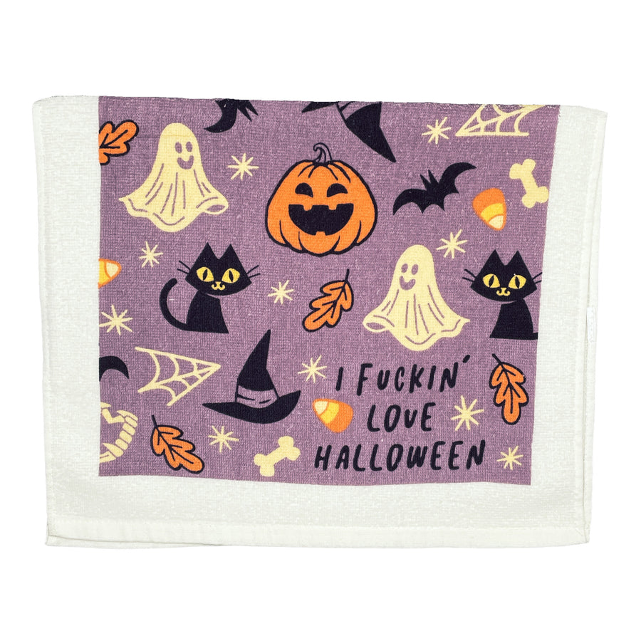 Funny Love Halloween I Fuckin Love Halloween Tea Towel Nerdy Halloween Tee