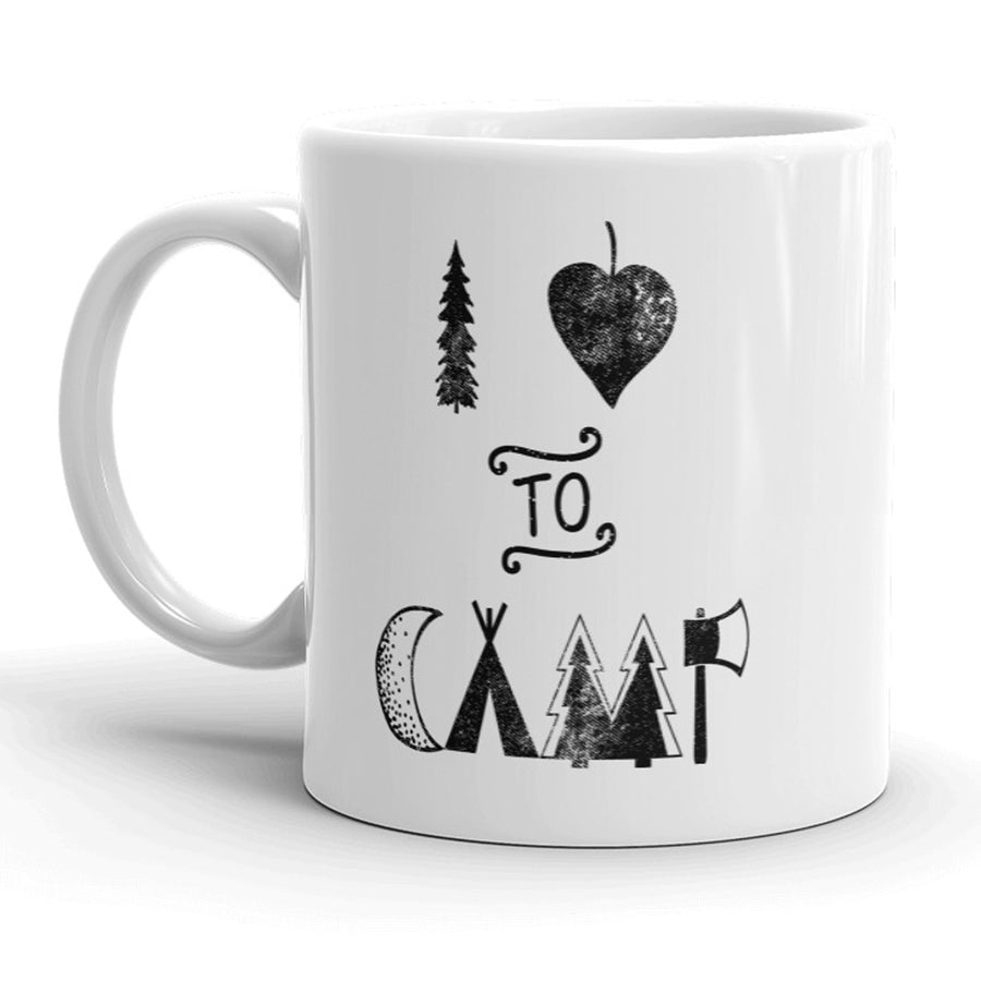 Funny White I Leaf To Camp Coffee Mug Nerdy Camping Tee