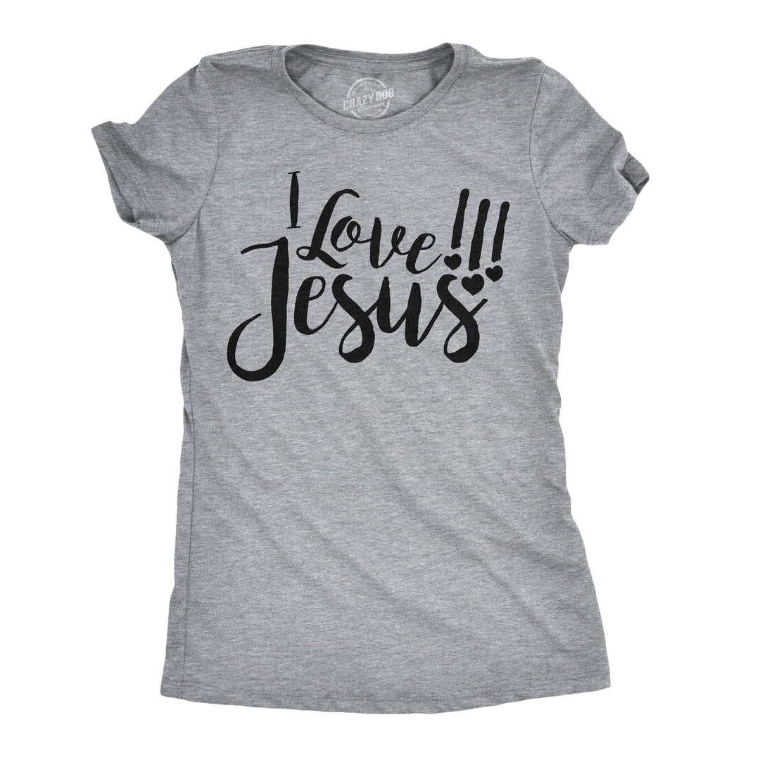 Funny Light Heather Grey I Love Jesus Womens T Shirt Nerdy Easter Religion Tee