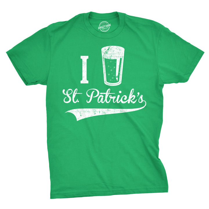 Funny Green I Beer St. Patrick's Day Mens T Shirt Nerdy Saint Patrick's Day Beer Drinking Tee