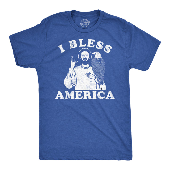 Funny Heather Royal - I Bless America I Bless America Mens T Shirt Nerdy Fourth Of July sarcastic Tee