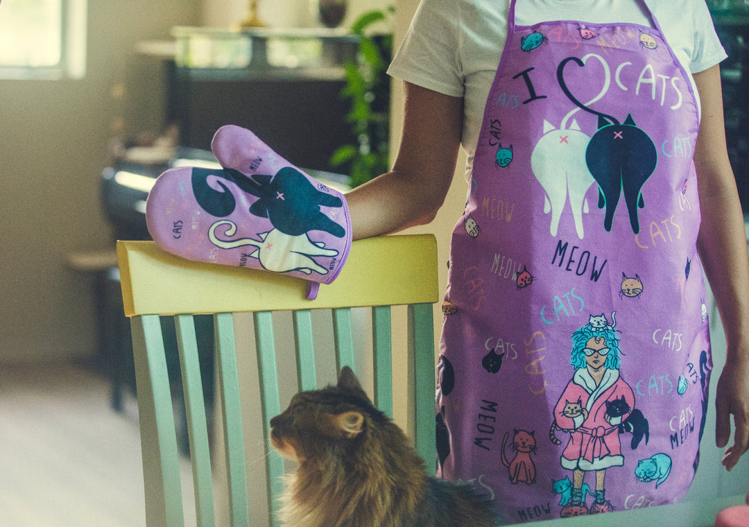 Crazy Cat Lady Oven Mitt + Apron Bakeware