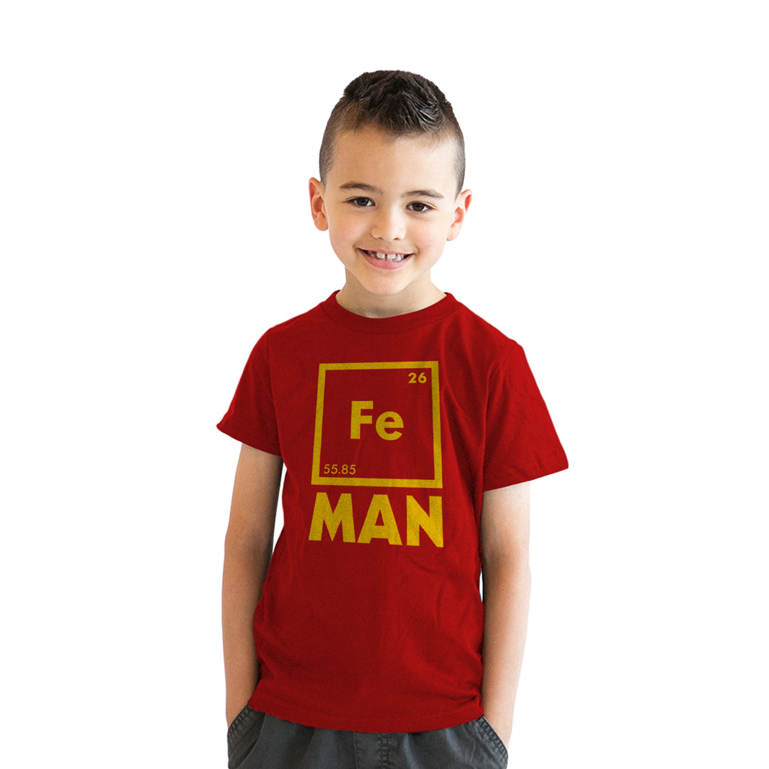 Funny Red Iron Man Science Youth T Shirt Nerdy TV & Movies Science Tee