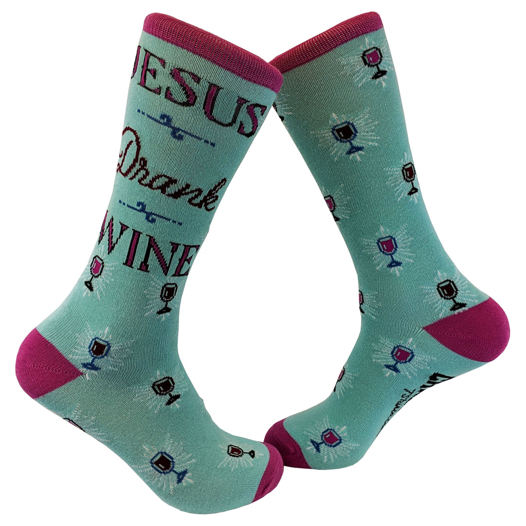 Funny Royal Womens Jesus Drank Wine Sock Nerdy Easter Wine Religion Tee