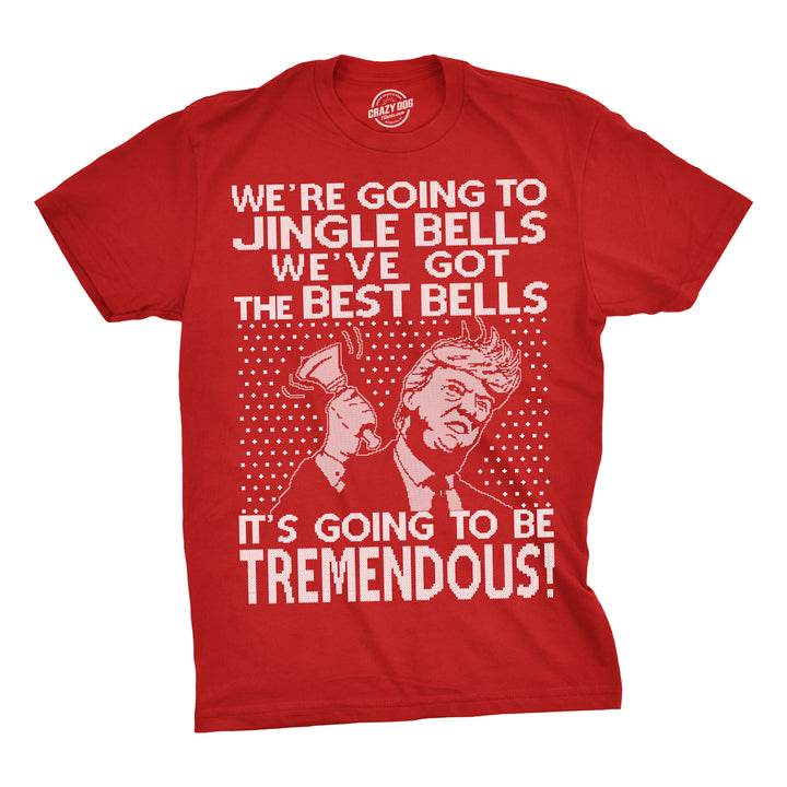 Funny Red Jingle Bells Trump Mens T Shirt Nerdy Christmas Political Tee