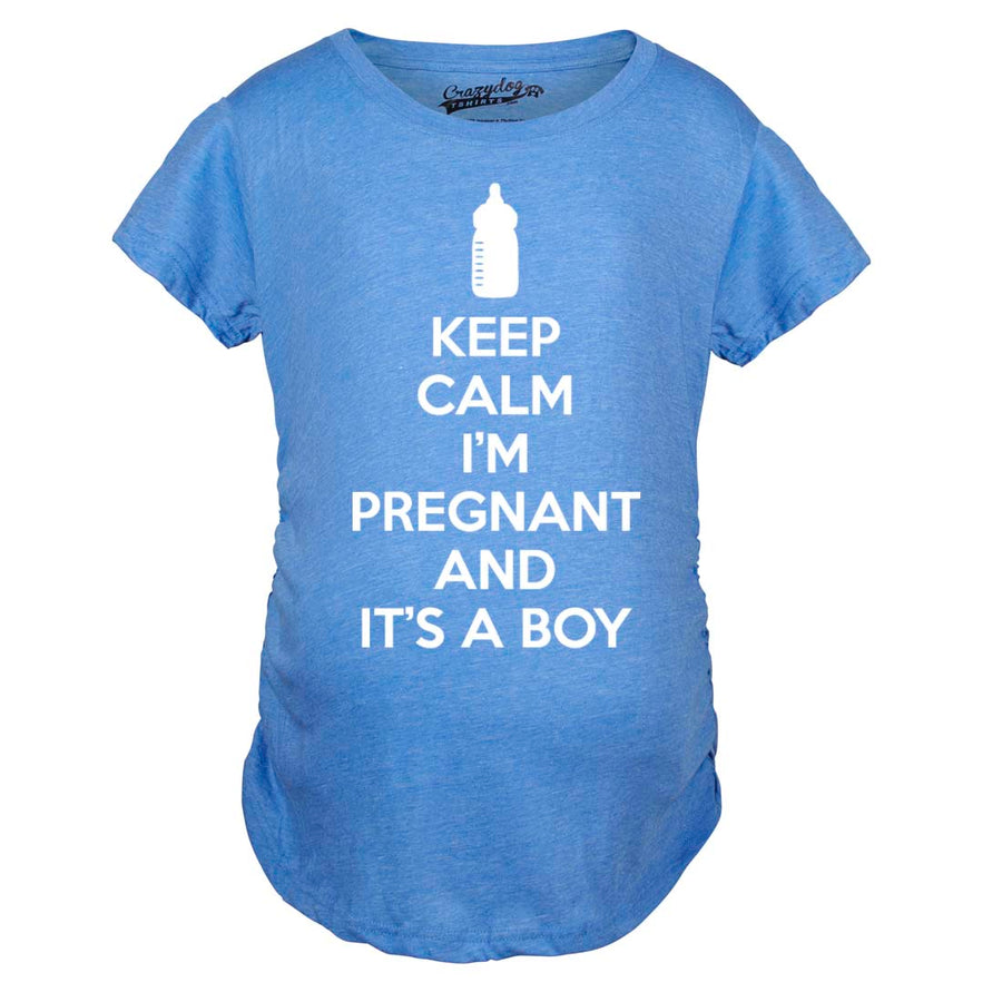 Funny Keep Calm I'm Pregnant And It's A Boy Maternity T Shirt Nerdy nerdy Tee