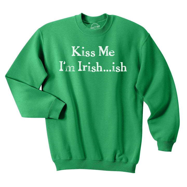 Funny Green Kiss Me I'm Irish Sweatshirt Nerdy Saint Patrick's Day Tee