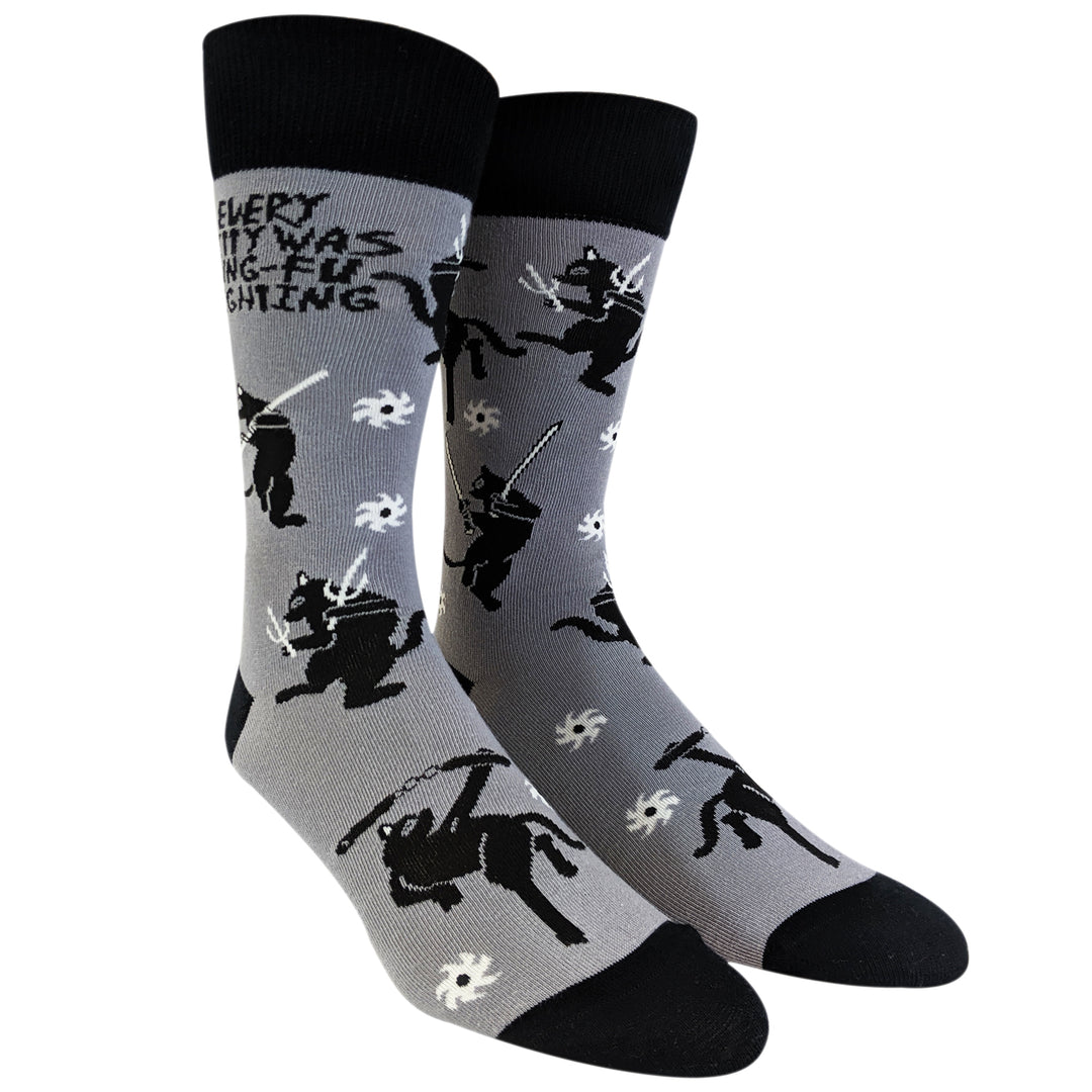 Mens Every Kitty Was Kung-Fu Fighting Socks