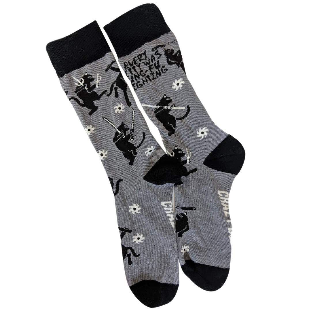 Mens Every Kitty Was Kung-Fu Fighting Socks