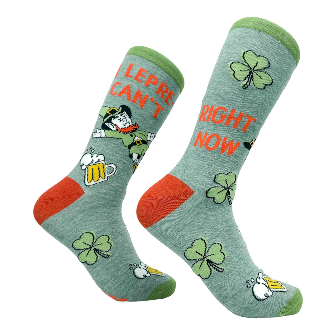 Funny Leprecant Men's I Leprecant Right Now Sock Nerdy Saint Patrick's Day Drinking Tee