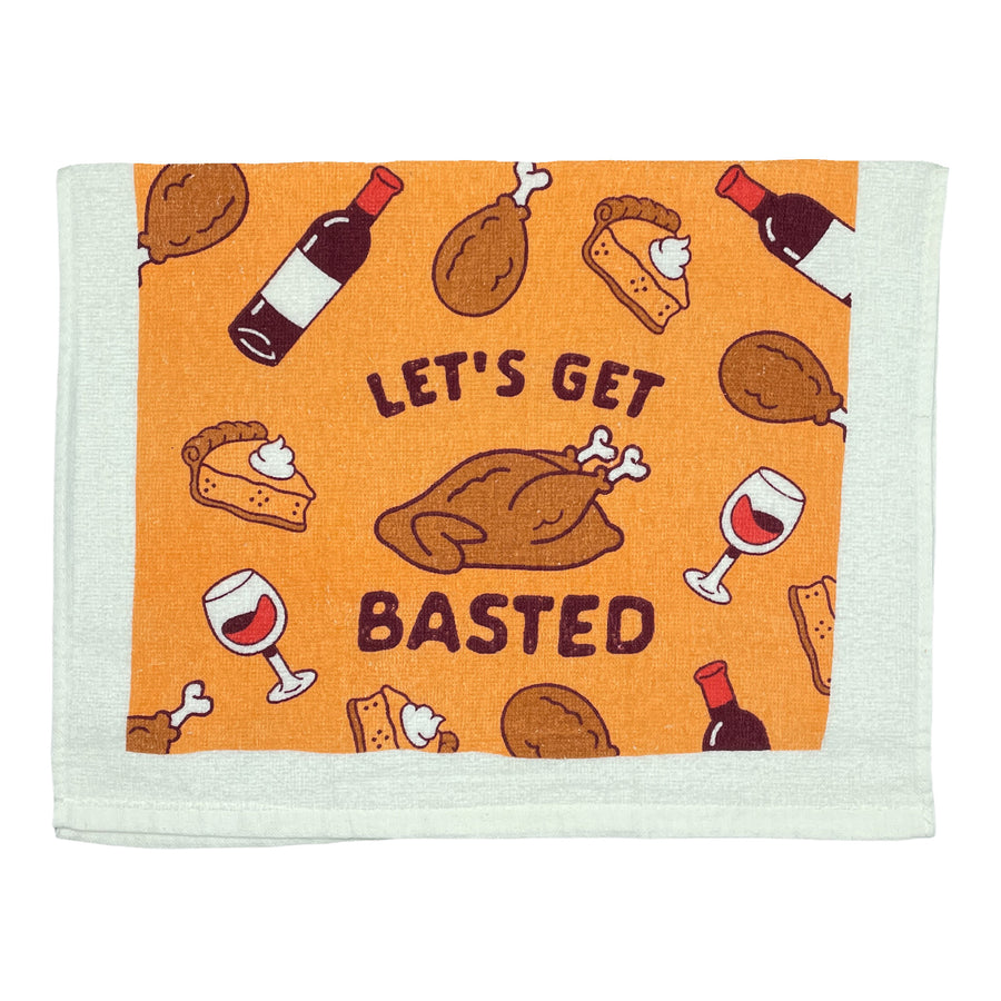 Funny Lets Get Basted Lets Get Basted Tea Towel Nerdy Thanksgiving Drinking Tee