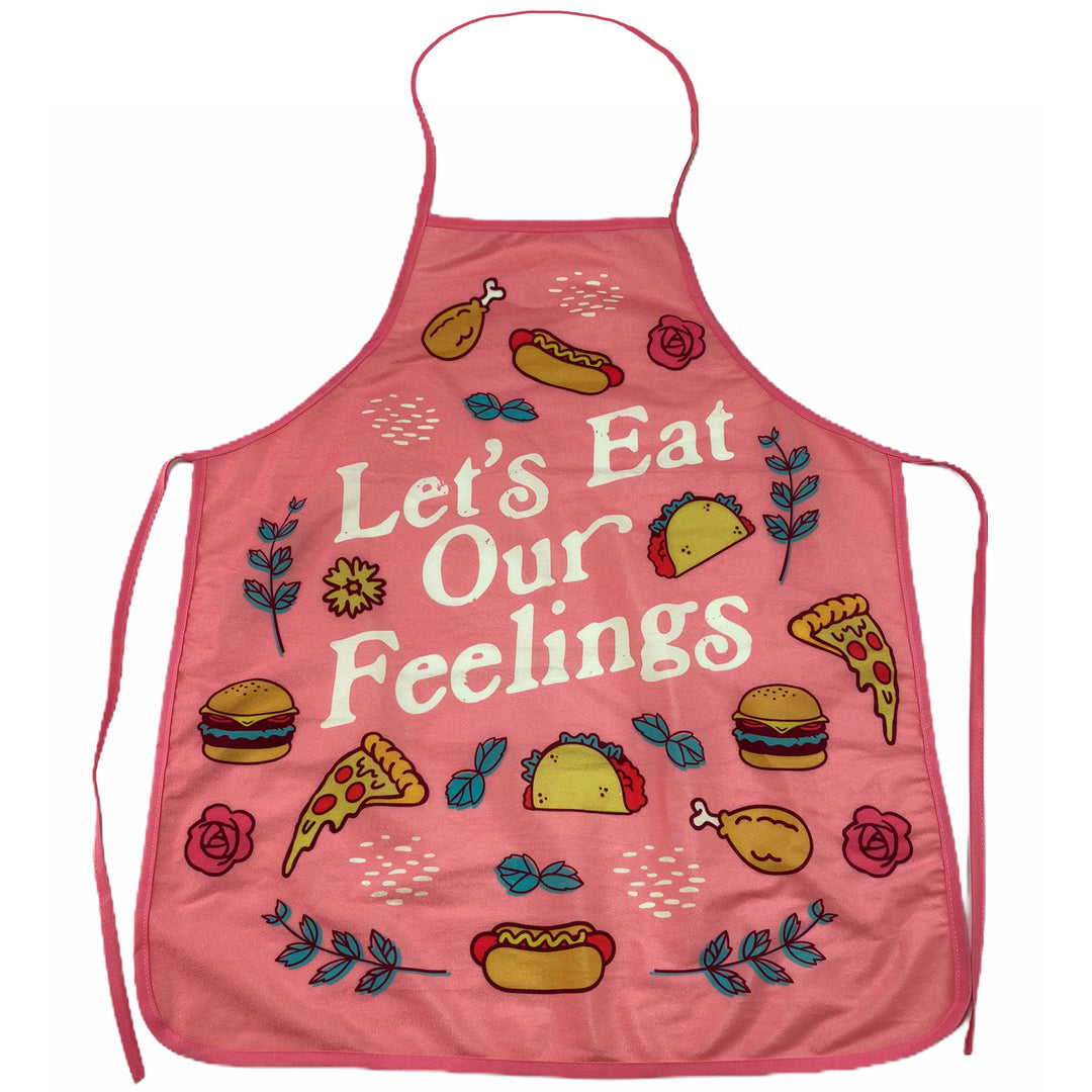 Funny Pink Let's Eat Our Feelings Apron Nerdy Food Tee