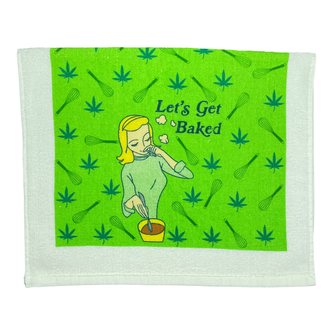 Funny Lets Get Baked Lets Get Baked Tea Towel Nerdy 420 Food Tee