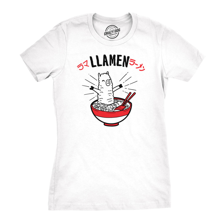 Funny White Llamen Womens T Shirt Nerdy Food Tee