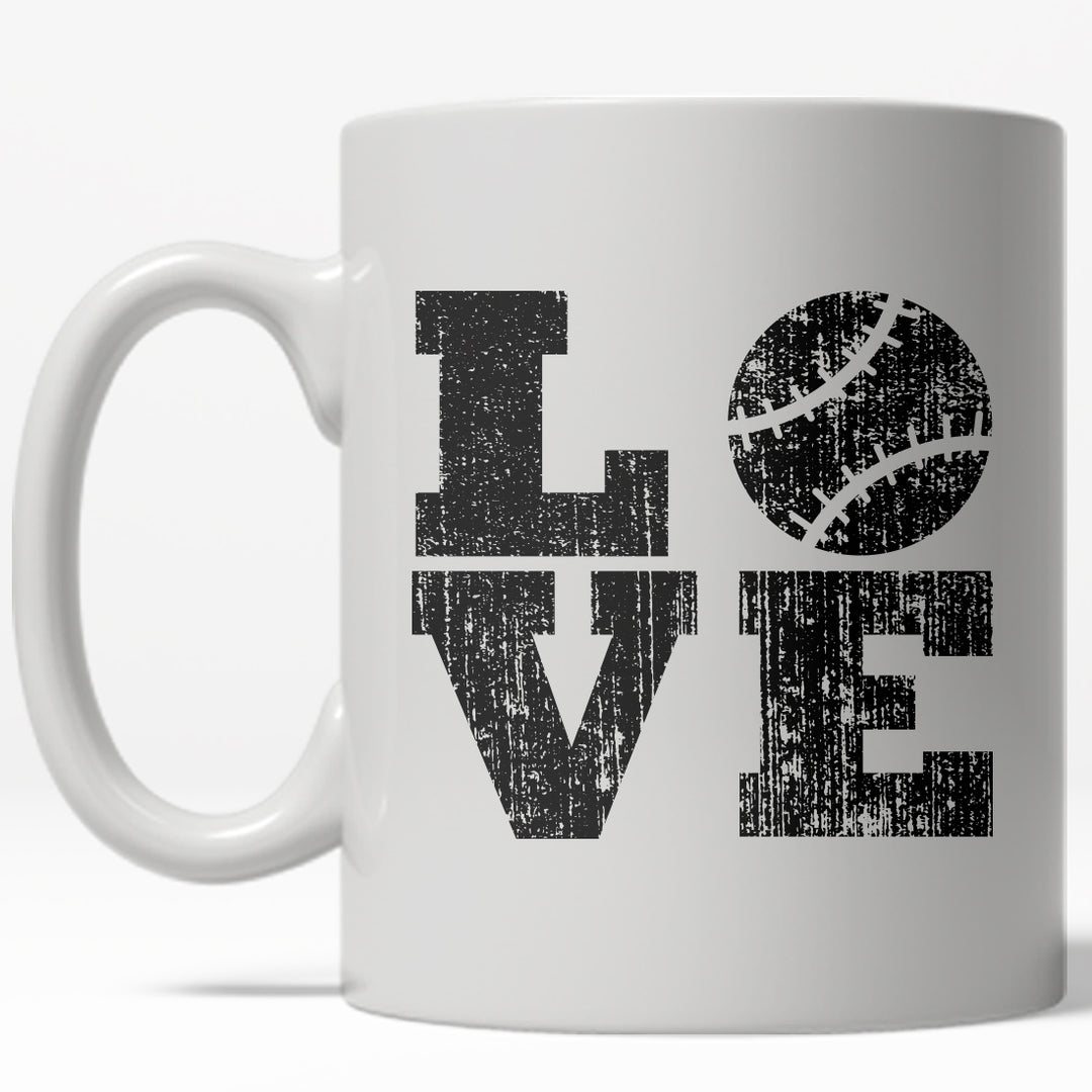 Funny White Love Baseball Coffee Mug Nerdy baseball Tee