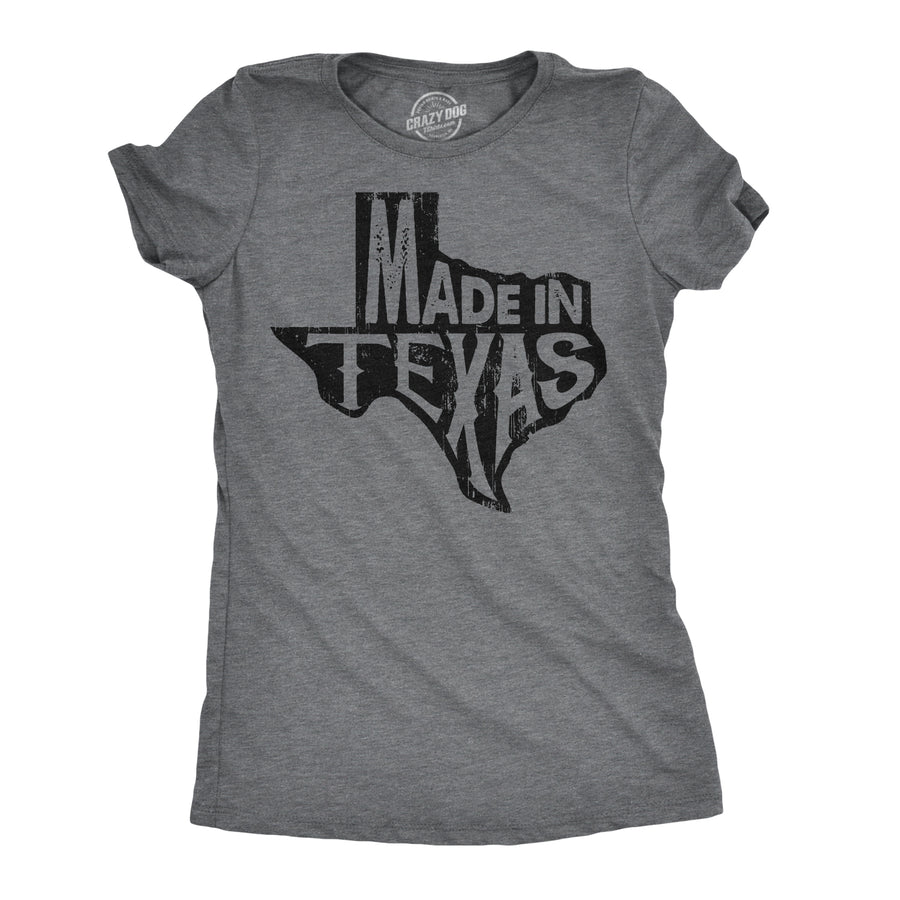 Funny Dark Heather Grey Made In Texas Womens T Shirt Nerdy Tee