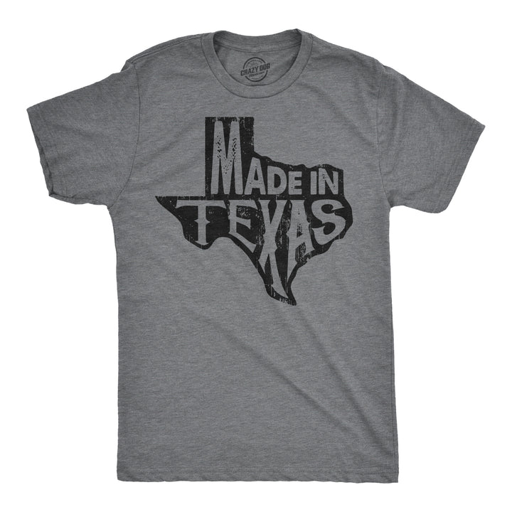 Funny Dark Heather Grey Made In Texas Mens T Shirt Nerdy Tee