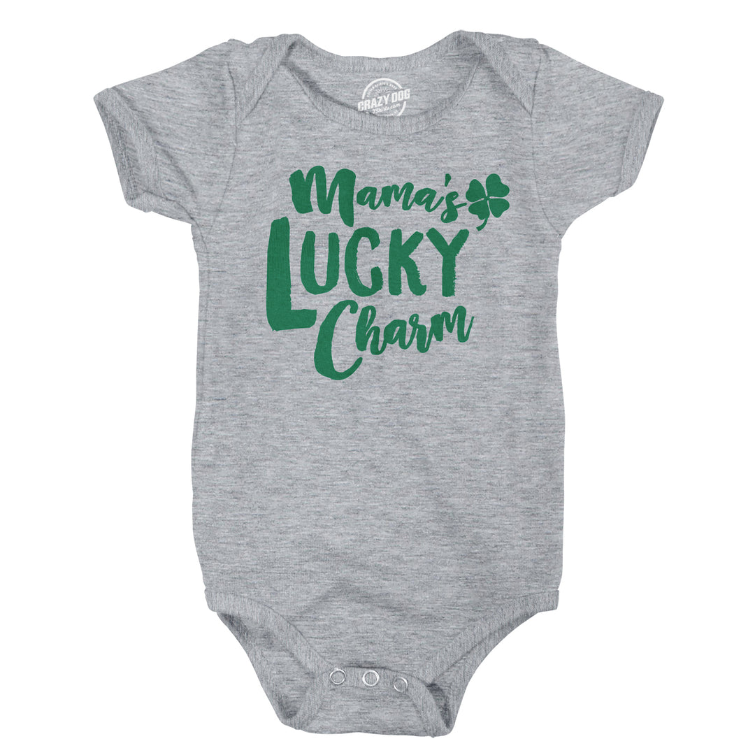 Funny Light Heather Grey Mama’s Lucky Charm Onesie Nerdy Saint Patrick's Day Tee