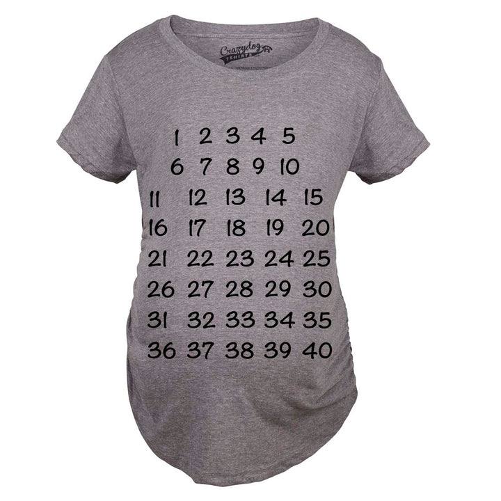 Funny Dark Heather Grey Calendar Countdown Maternity T Shirt Nerdy Tee