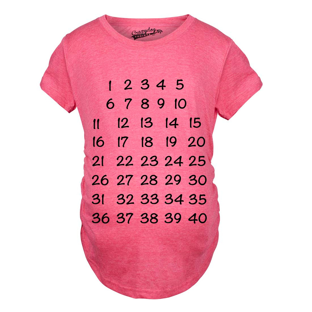 Funny Heather Pink Calendar Countdown Maternity T Shirt Nerdy Tee