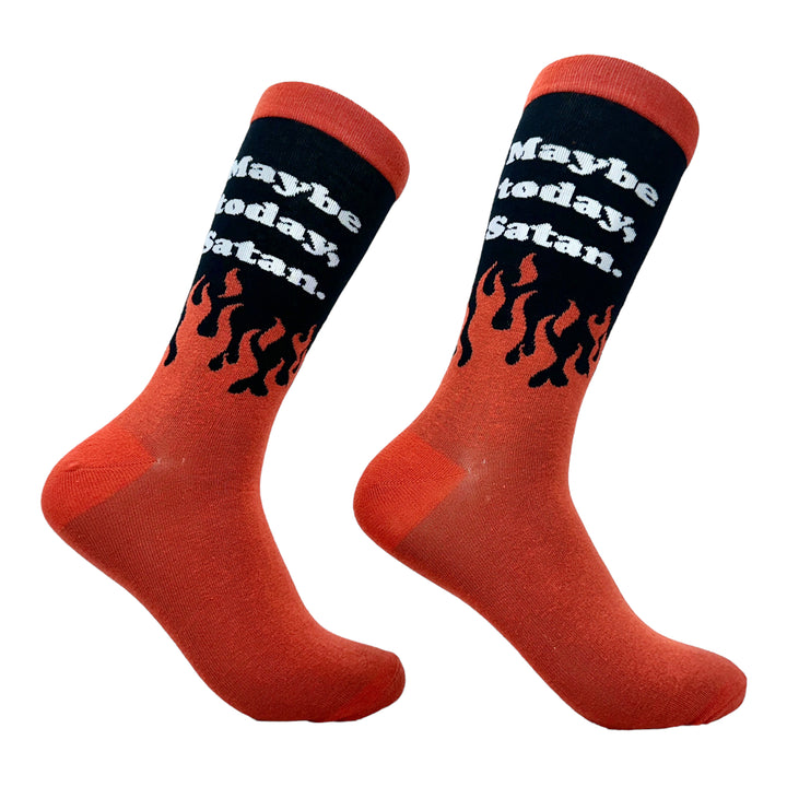 Funny Multi - Satan Men's Maybe Today Satan Sock Nerdy Sarcastic Tee