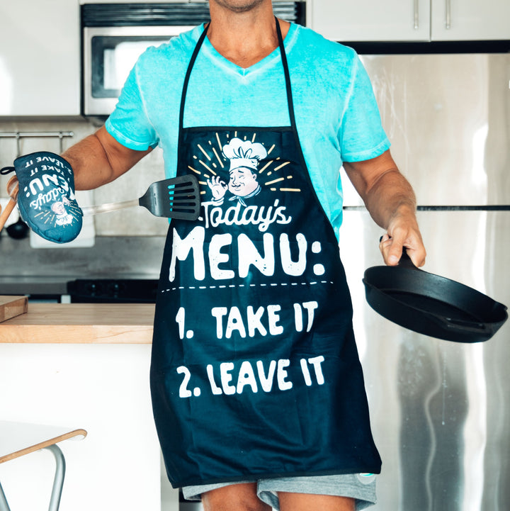 Today's Menu Take It Or Leave It Oven Mitt + Apron Bakeware