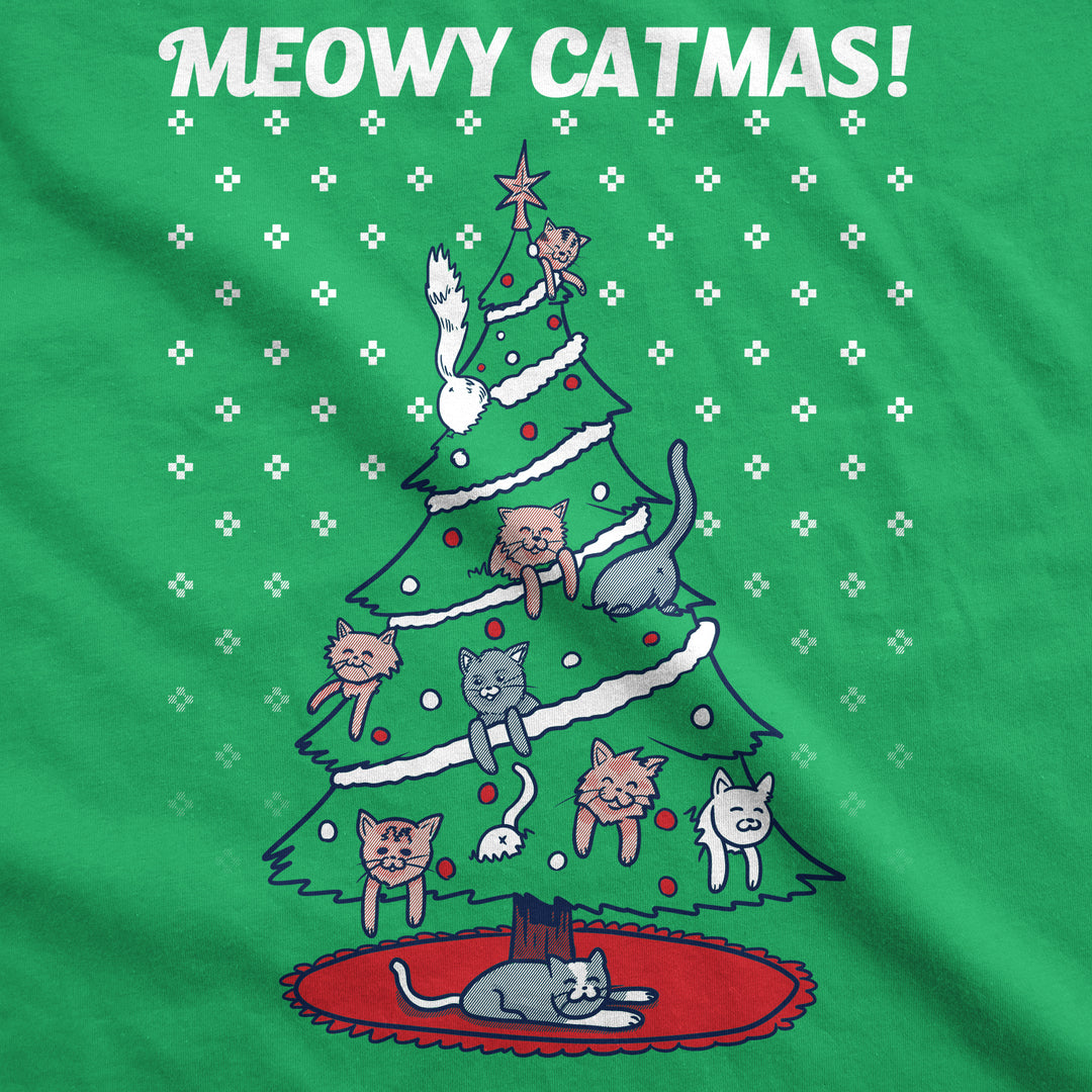 Meowy Christmas Cat Tree Ugly Christmas Sweater Men's T Shirt