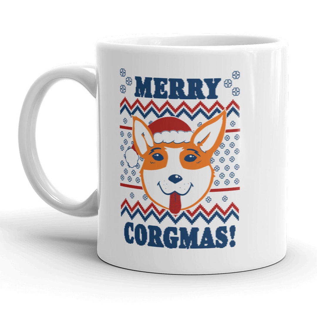 Funny White Merry Corgmas Coffee Mug Nerdy christmas Tee