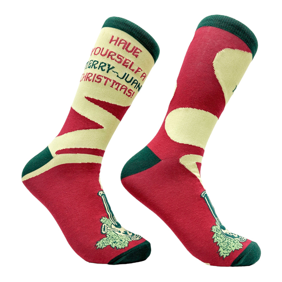 Funny Multi - MERRYJUANA Men's Have Yourself A Merry Juana Christmas Sock Nerdy Christmas 420 Tee