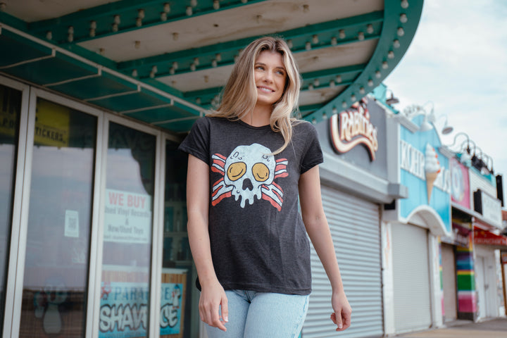 Bacon And Egg Skull Women's T Shirt