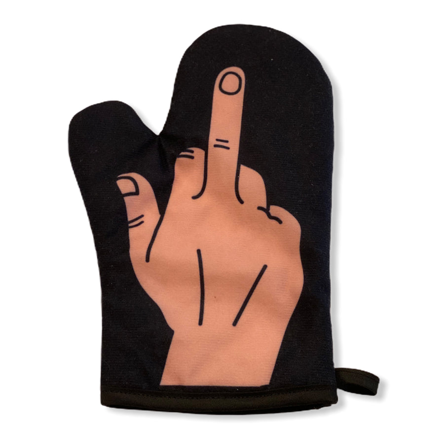 Funny Black Middle Finger Oven Mitt Nerdy Food Tee