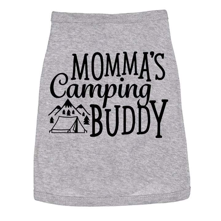 Funny Heather Grey Momma's Camping Buddy Dog Shirt Nerdy Mother's Day Dog Camping Tee