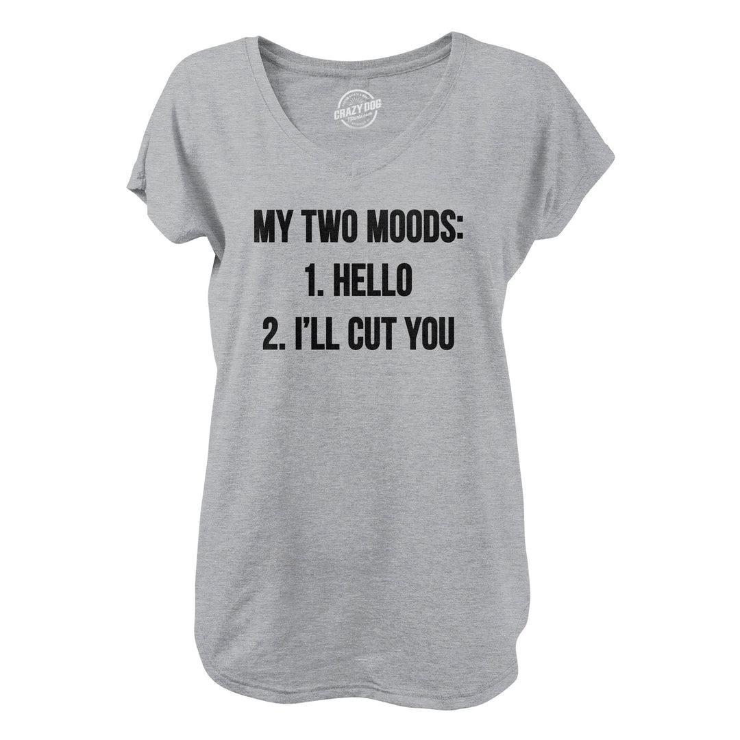 Funny Light Heather Grey My Two Moods Nerdy Introvert Tee