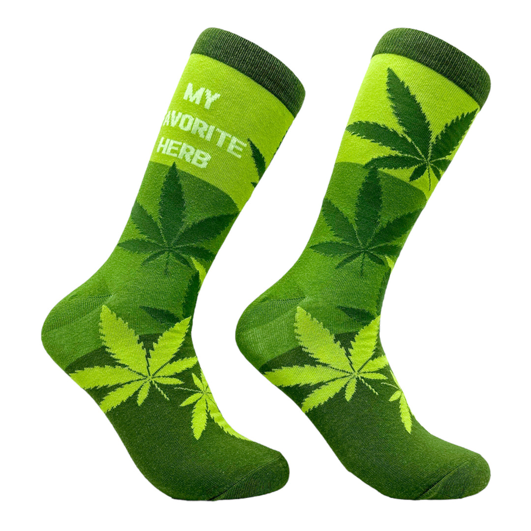 Funny Green - HERB Men's My Favorite Herb Sock Nerdy 420 Tee