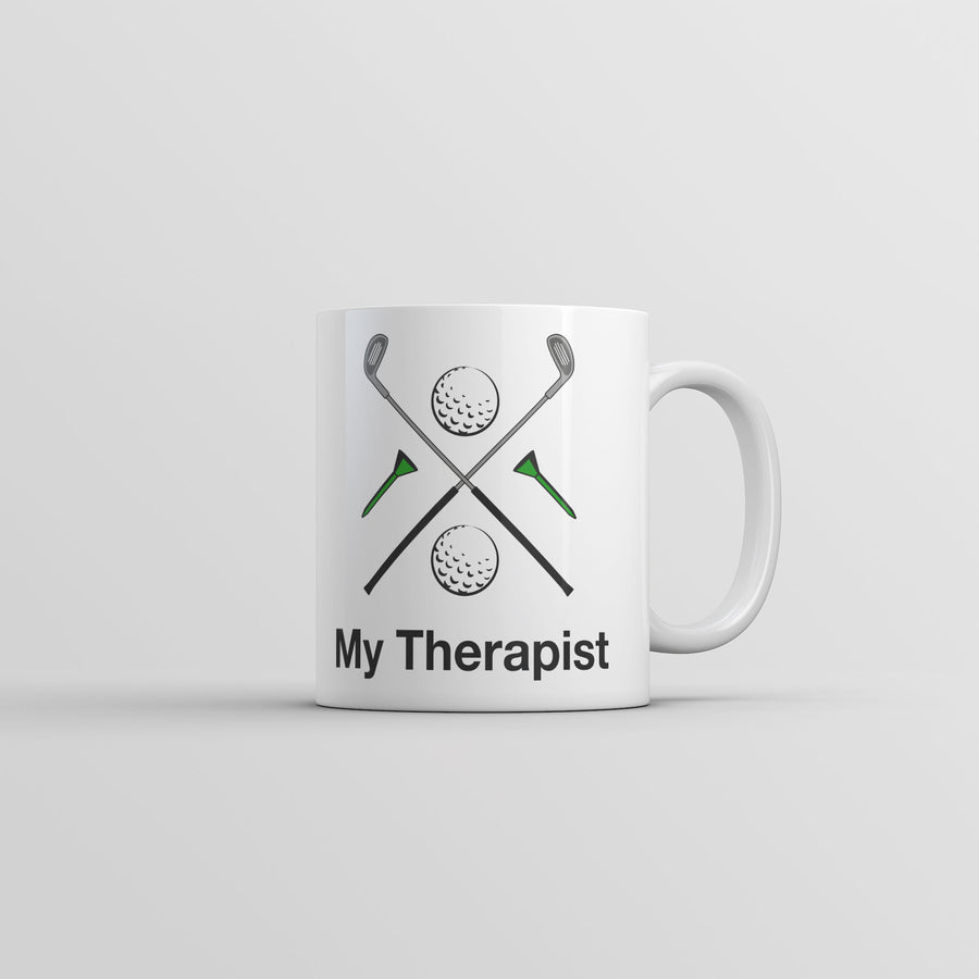 Funny White My Therapist Golfing Coffee Mug Nerdy Golf Tee