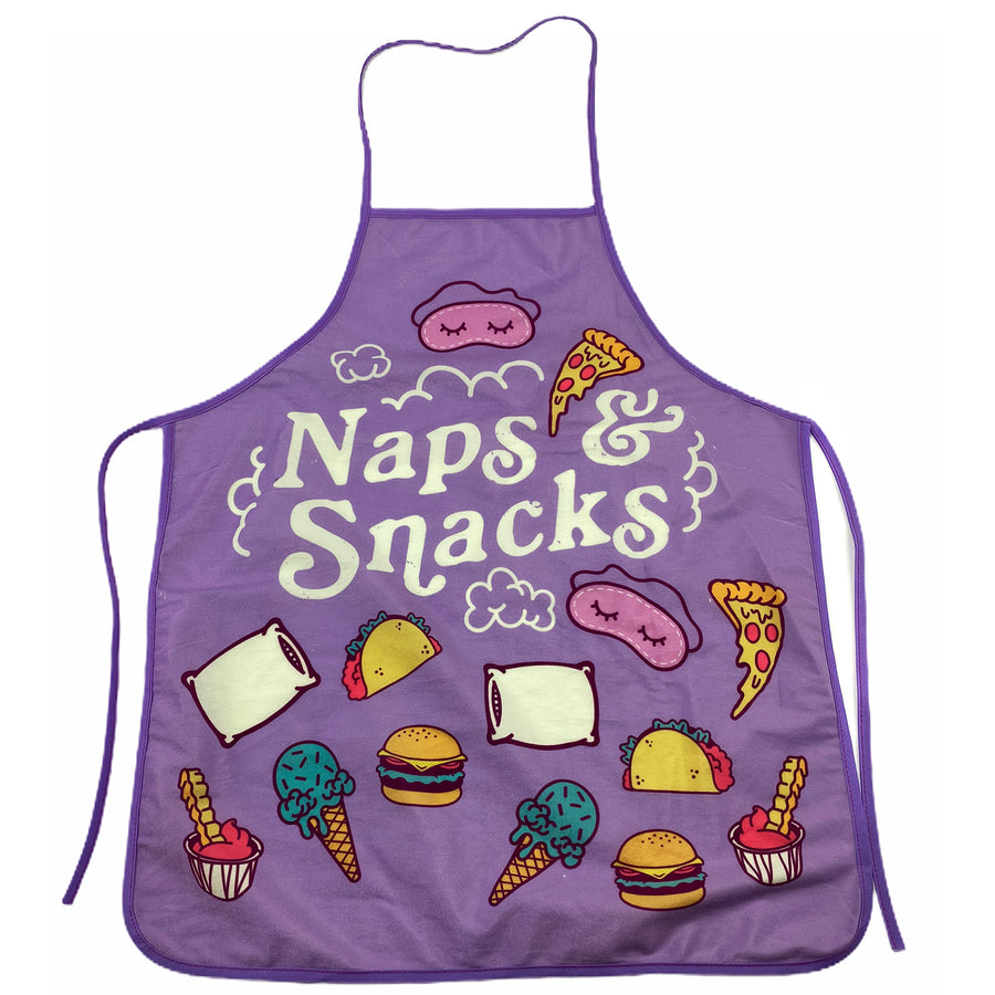 Funny Purple Naps And Snacks Apron Nerdy Food Tee