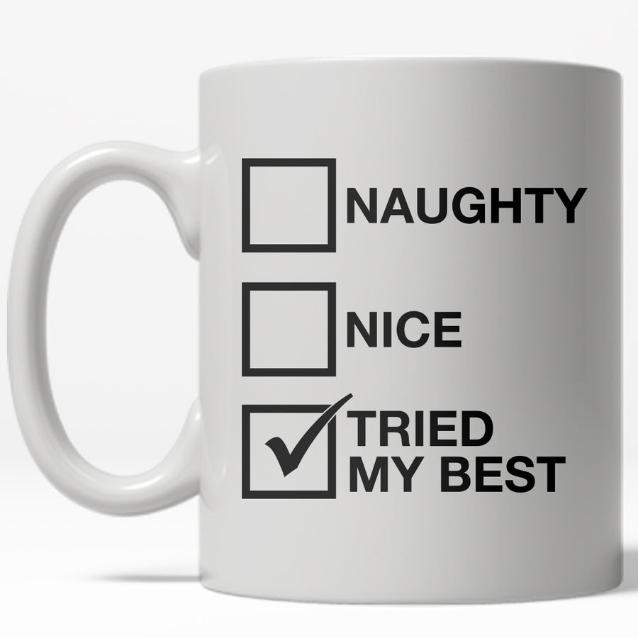 Funny White Naughty Or Nice Coffee Mug Nerdy christmas Tee