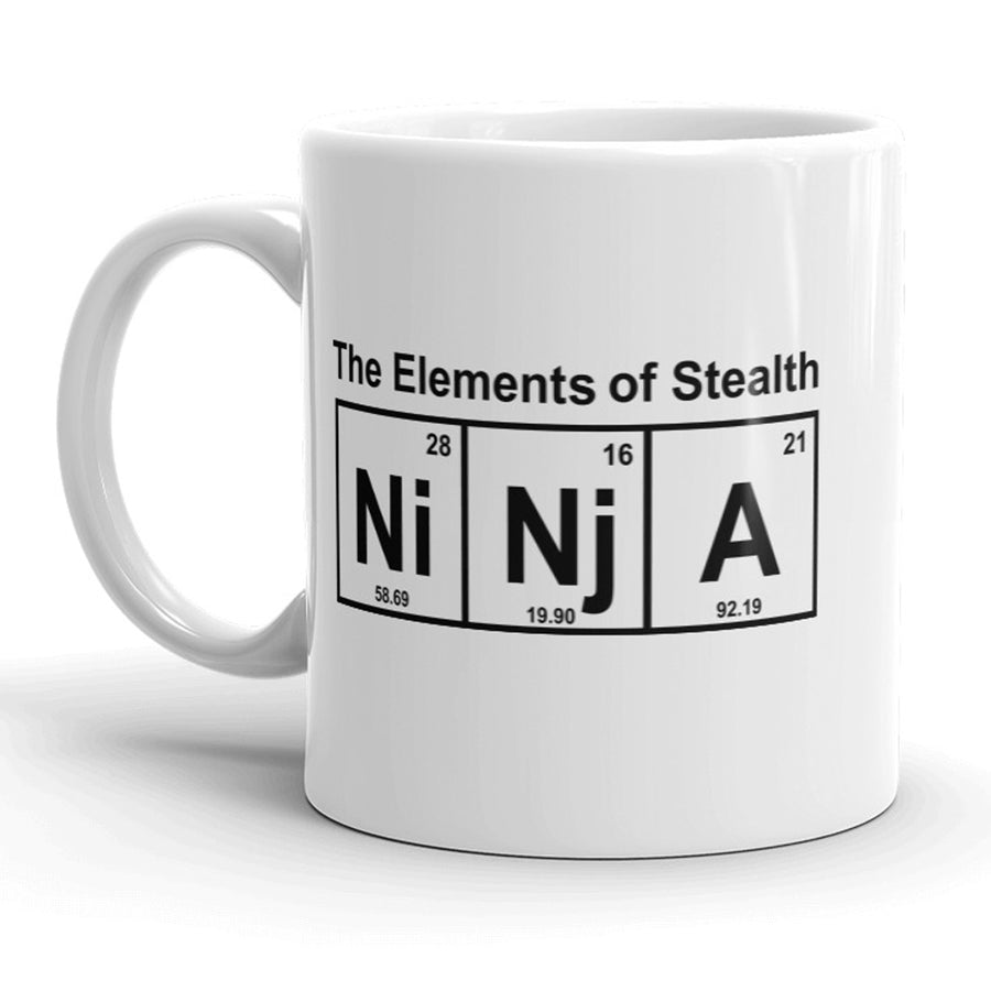 Funny White Element Of Stealth Coffee Mug Nerdy science ninja Tee