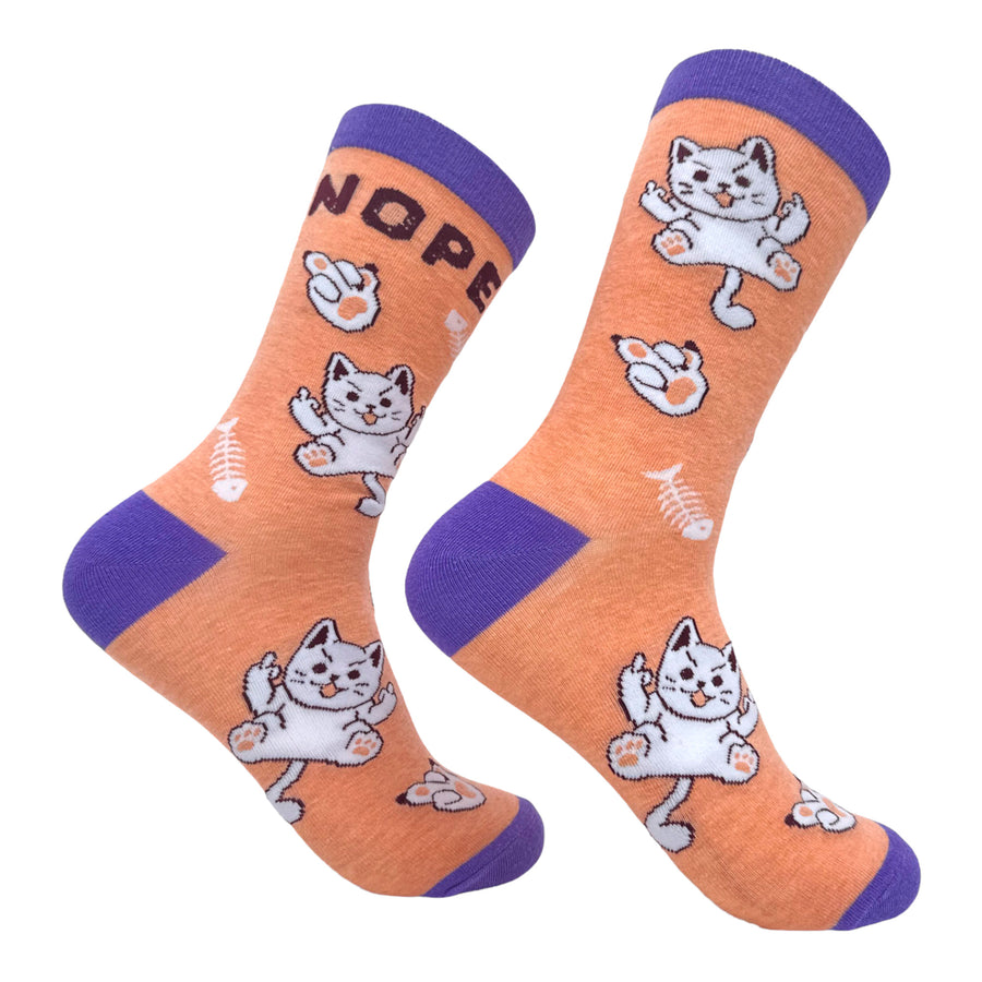 Funny Multi - NOPECAT Women's Nope Cat Sock Nerdy Cat Sarcastic Tee