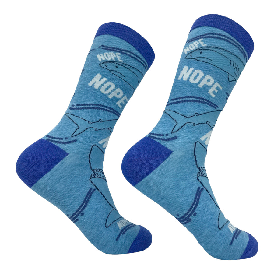 Funny Blue - SHARK Women's Nope Shark Sock Nerdy Shark Week Tee