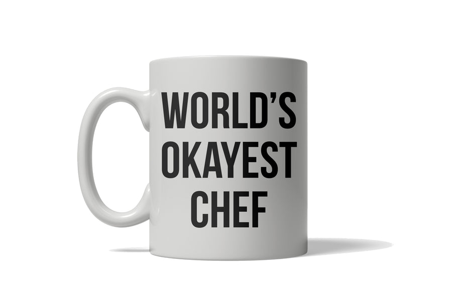 Funny White World's Okayest Chef Coffee Mug Nerdy food Tee