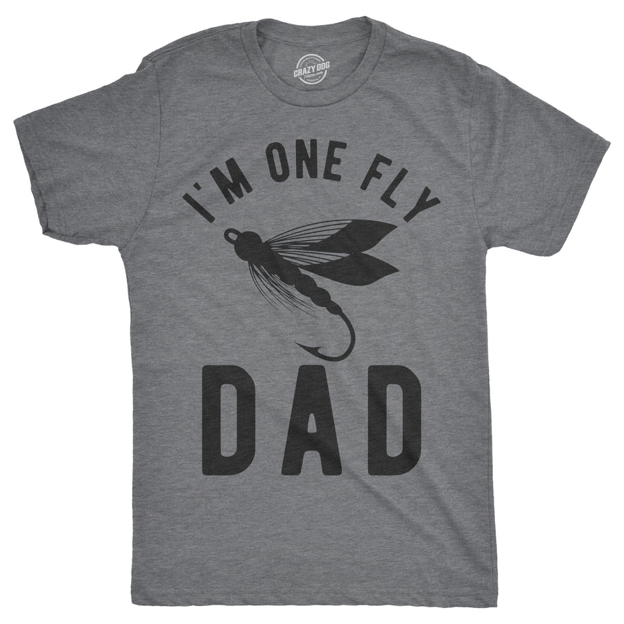 Funny Dark Heather Grey - One Fly Dad One Fly Dad Mens T Shirt Nerdy Father's Day Fishing Tee