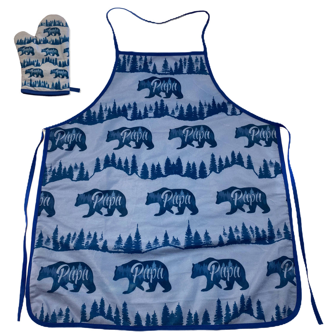 Funny Papa Bear Papa Bear Oven Mitt + Apron Nerdy Father's Day Animal Tee