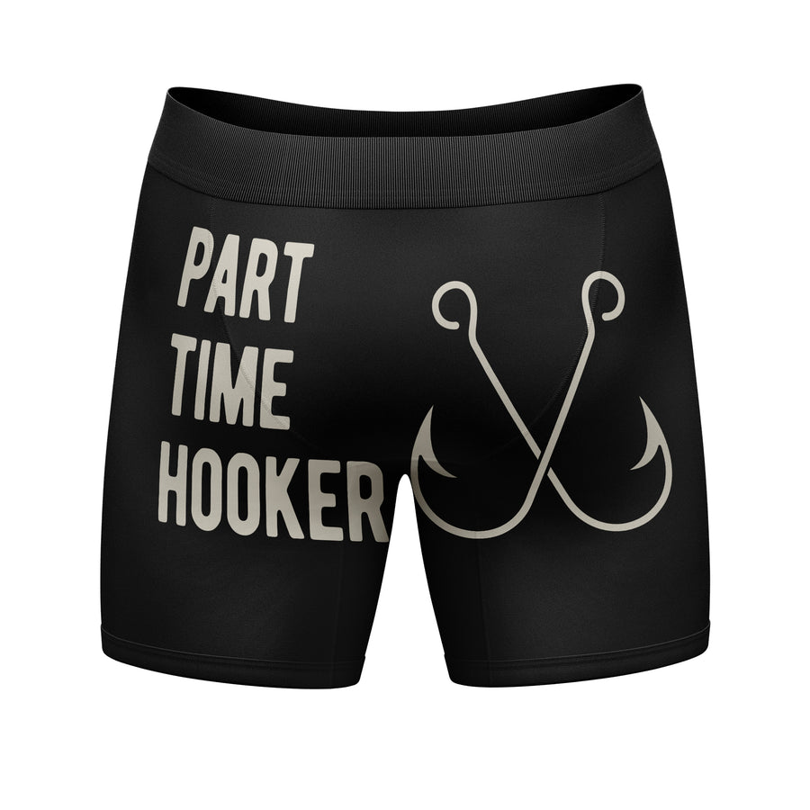 Funny Black - Part Time Hooker Part Time Hooker Boxers Nerdy Father's Day Fishing sarcastic Tee