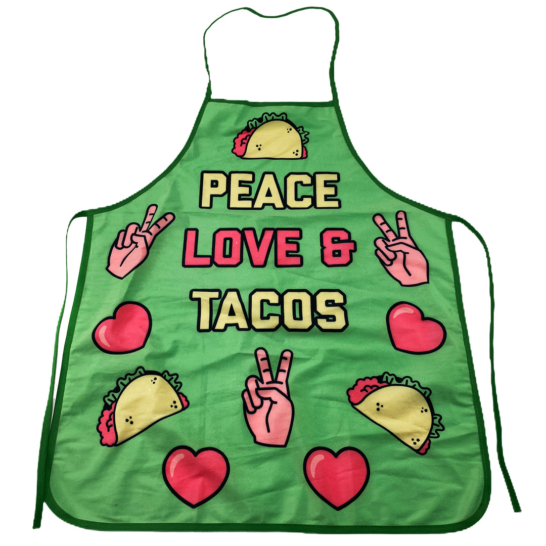 Funny Green Peace Love Tacos Apron Nerdy Cinco De Mayo Food Tee