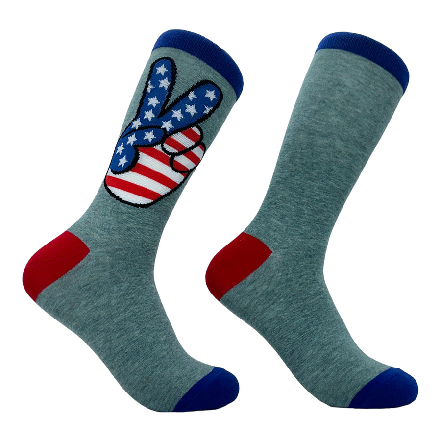 Funny Multi - USA Peace Women's USA Peace Hands Sock Nerdy Fourth Of July Tee