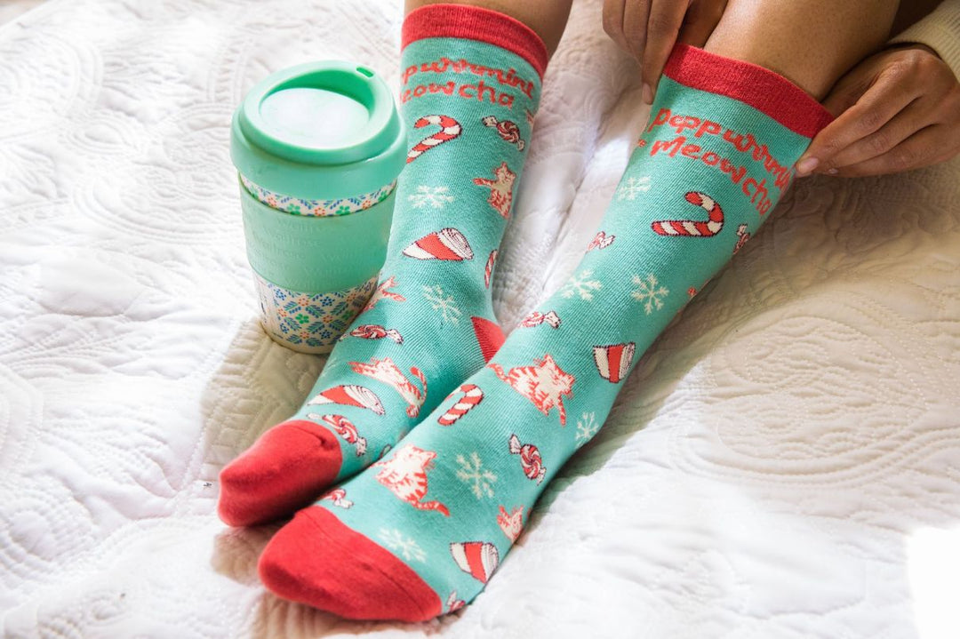 Womens Pepurrrmint Meowcha Socks