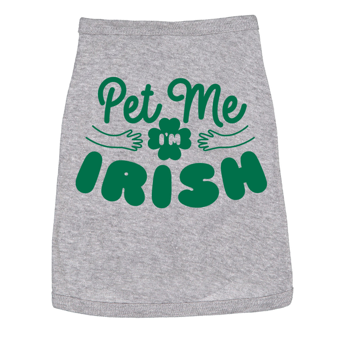 Funny Heather Grey Pet Me I'm Irish Dog Shirt Nerdy Saint Patrick's Day Dog Tee